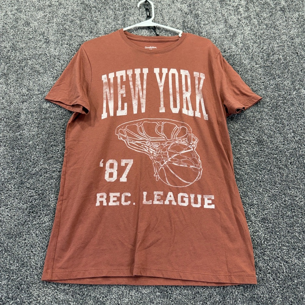 Goodfellow & Co T Shirt Mens Medium Brown New York 87 Rec League Basketball Tee